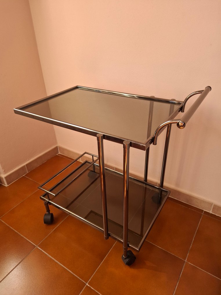 Side table - chromed metal - Vintage 70s bar cart #2.1