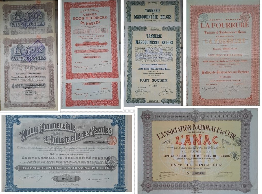 Bélgica, Francia. 34 aandelen uit textielsector (Sin precio de reserva) #1.0
