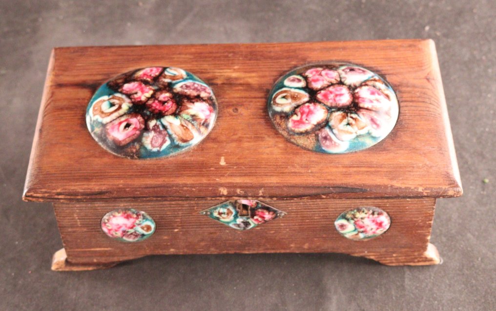 Geëmailleerde sieradendoos - Schatulle - Holz, Emaille #1.0