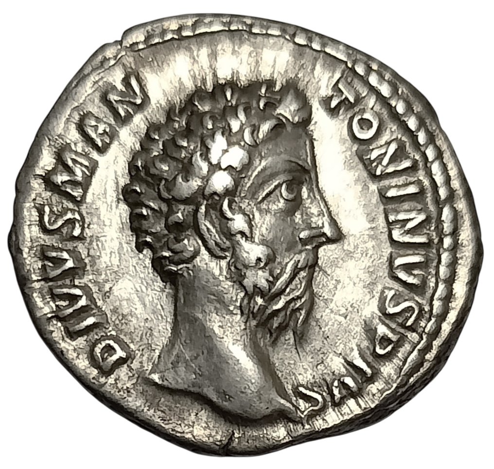 Rooman imperiumi. Commodus (AD 177-192). Denarius Divus Marcus Aurelius. Rome, AD 180 - Eagle #1.0