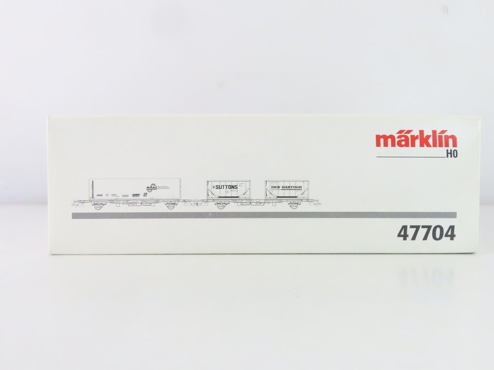 Märklin H0 - 47704 - Model train freight wagon set (1) - Two-piece goods wagon set with two-axle container transport wagons with load and markings including - NS #4.3