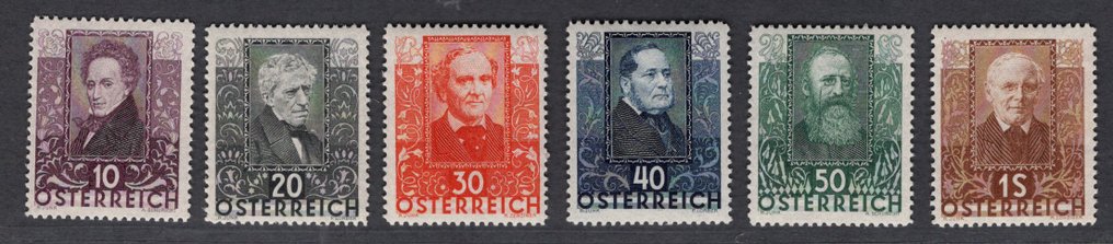 Autriche  - Autriche 1931, 524 - 529, poètes autrichiens, jeu complet MNH, état superbe, CV 280€ #1.0