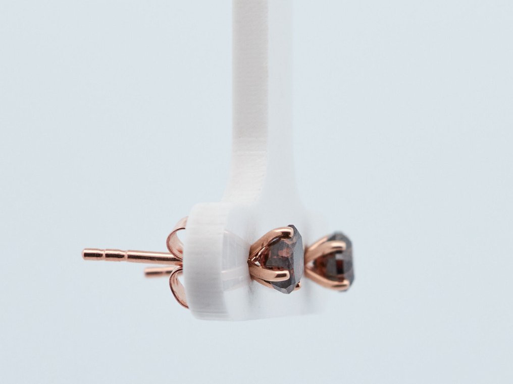 没有保留价 - 耳环 - 14K包金 玫瑰金 -  0.85ct. tw. 钻石 (天然色彩的) #2.1