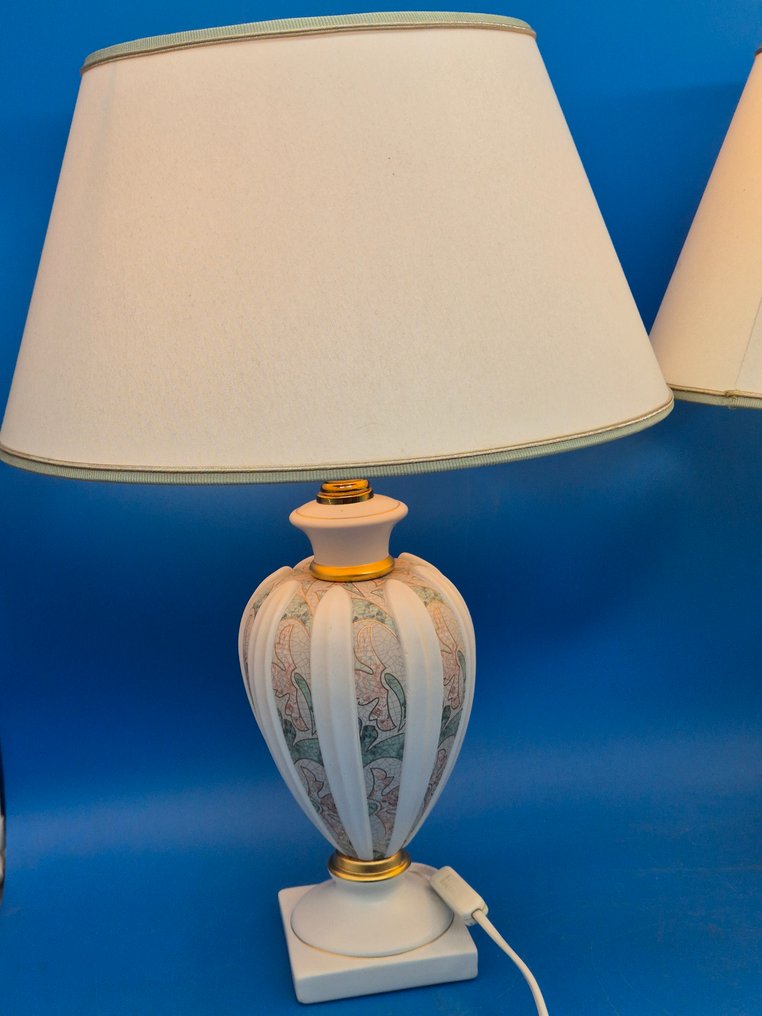 Paar Tischlampen – Dekorative Keramiklampen mit floralem Muster – elektrisch - Φωτιστικό - Κεραμικό #2.1