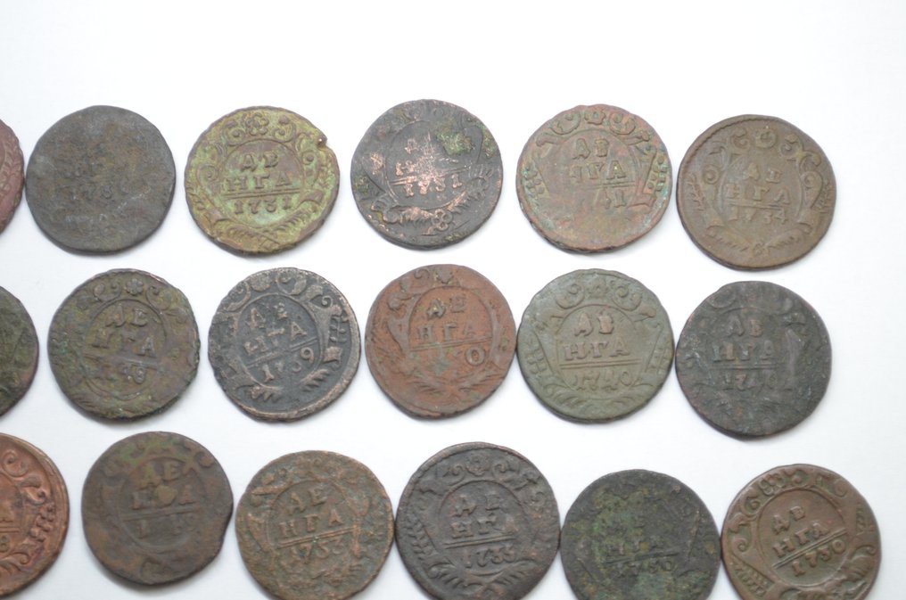 Ρωσία. Lot of 39 coins: Polushka & Denga, various years XVIII cent.  (χωρίς τιμή ασφαλείας) #2.1