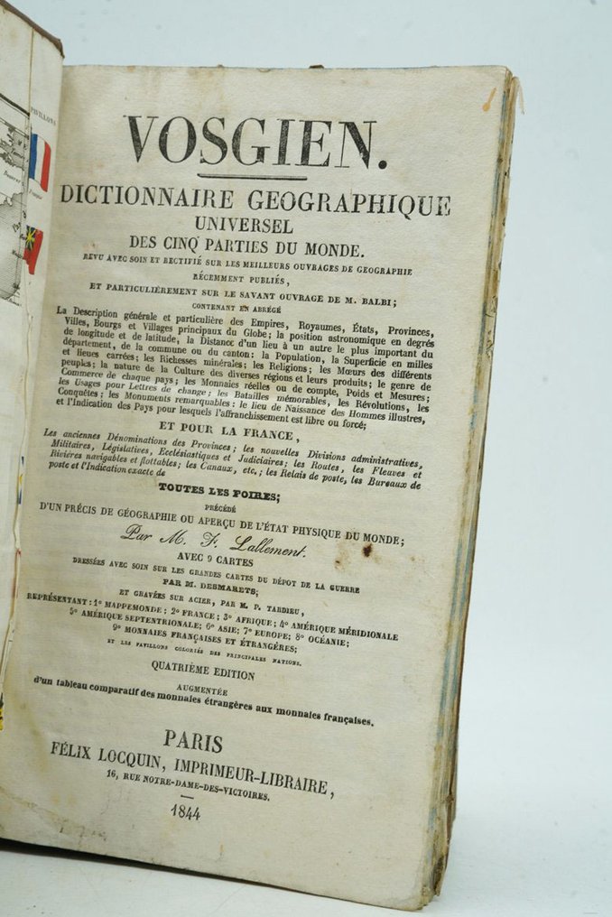 Vosgien - Dictionnaire géographique universel des cinq parties du monde - 1844 #2.1