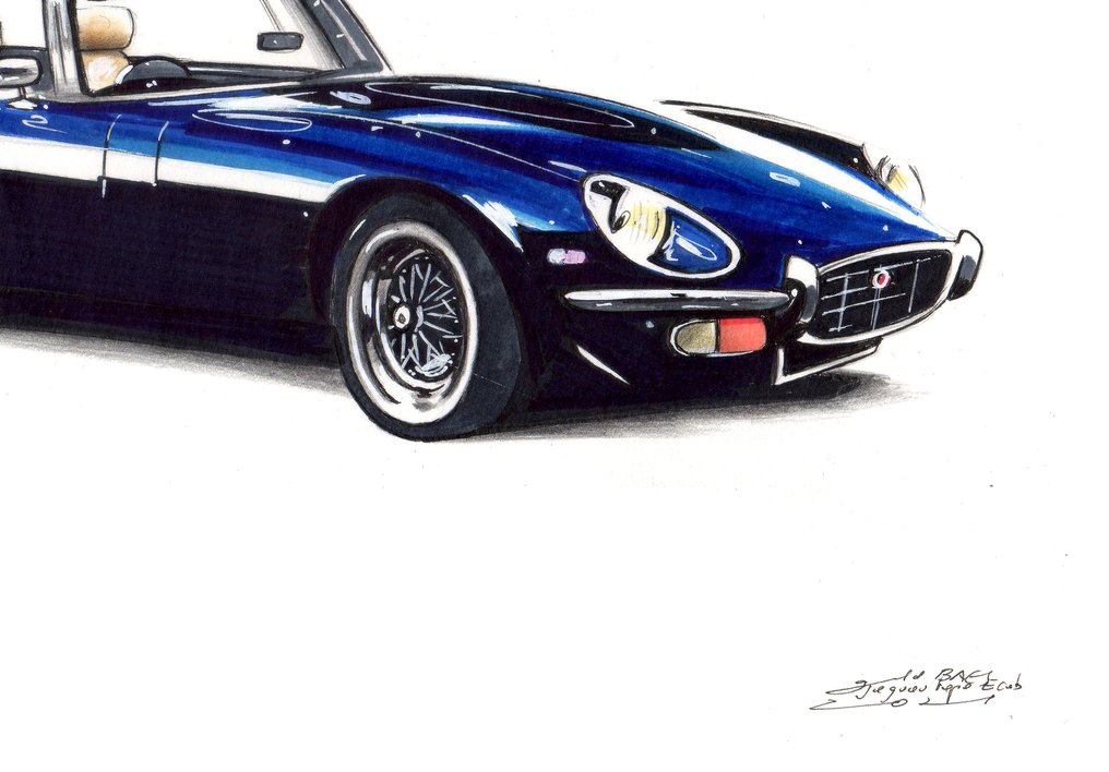 original drawing - Jaguar - Jaguar Type E Cabriolet - Baes gerald - 2021 #4.3
