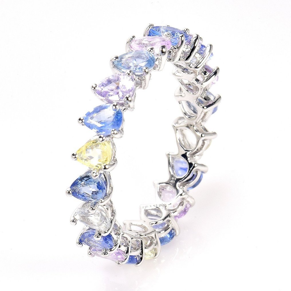 Senza prezzo di riserva - Anello - 14 carati Oro bianco -  3.51ct. tw. Zaffiro #1.0