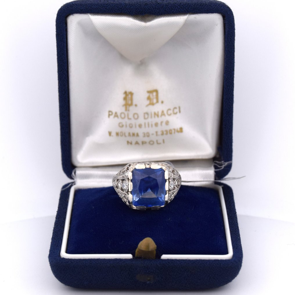 Δαχτυλίδι Πλατίνα -  8.67ct. tw. Ζαφείρι - Διαμάντι - ZAFFIRO πιστοποιητικό #2.1