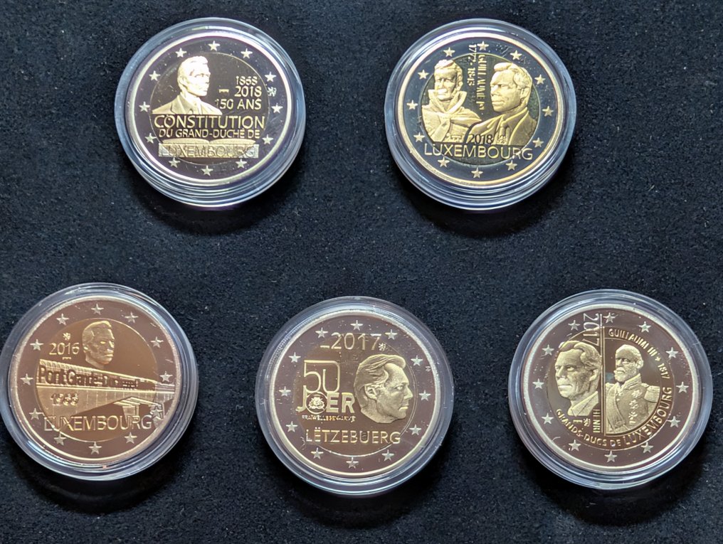 Lussemburgo. 2 Euro 2016/2018 (5 coins) Proof #3.2