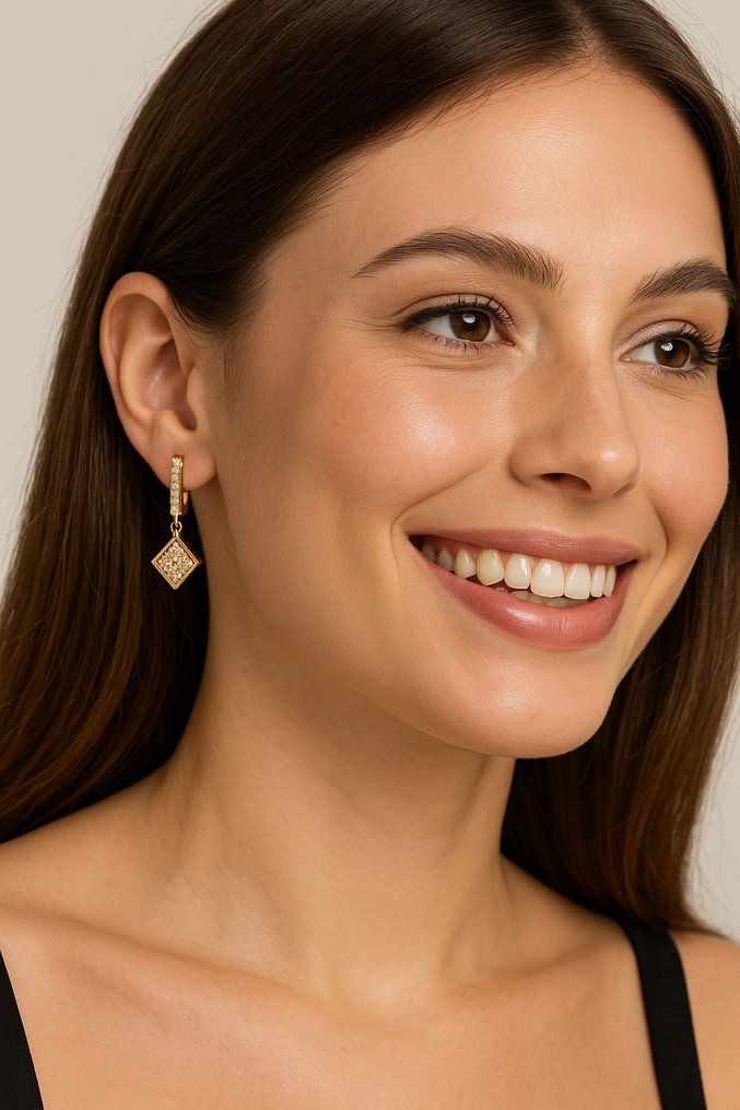 耳环 - 14K包金 黄金 -  1.08ct. tw. 钻石 (天然) - 钻石 - E00021 #1.0