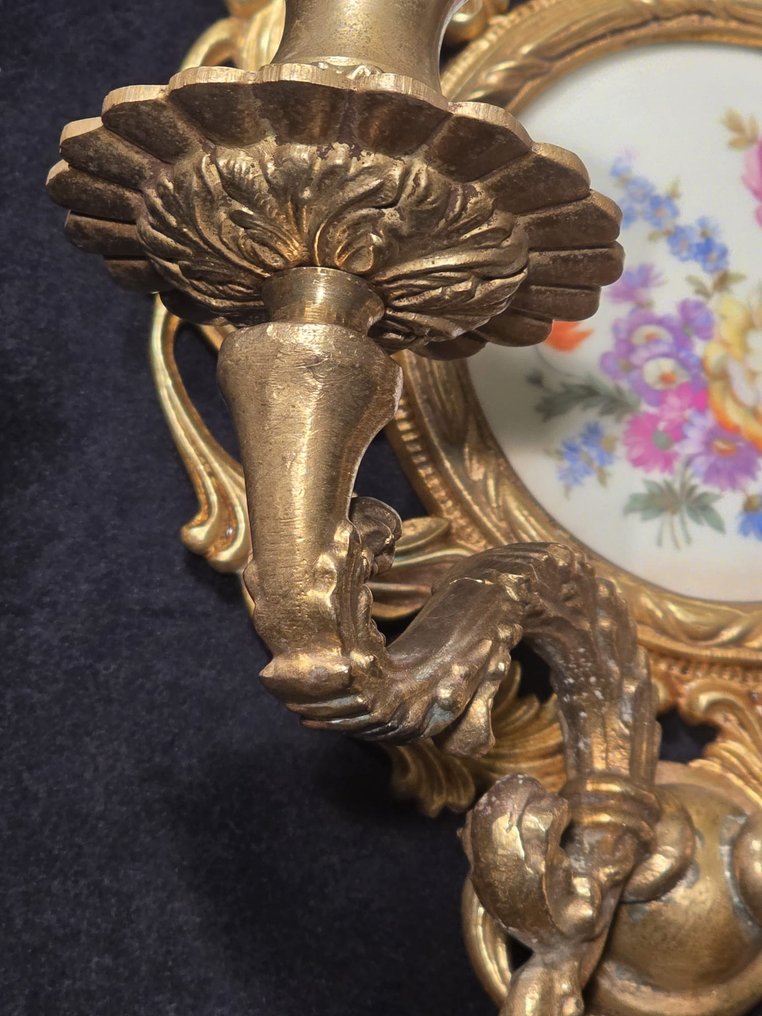 壁式燭台 (4) - 铜鎏金, Porcellana con Fiori - 四件套 #3.2