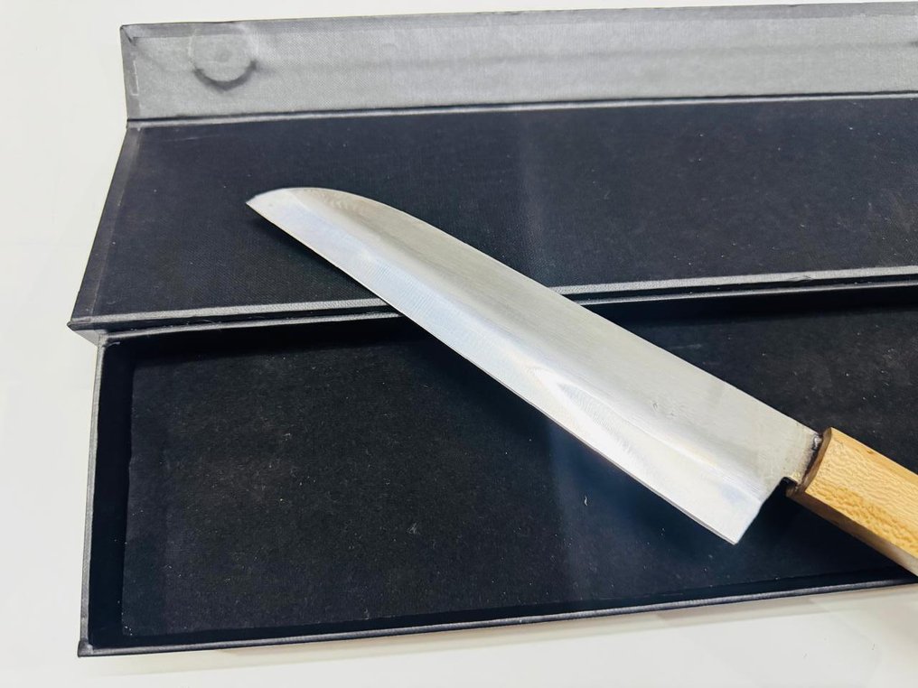 Μαχαίρι κουζίνας - Santoku -  Ιαπωνικό μαχαίρι Santuko (075) - Μειωμένο ατσάλι, φυσικό ξύλο με κουτί. - Ιαπωνία - Ιαπωνικό μαχαίρι Santuko #3.2