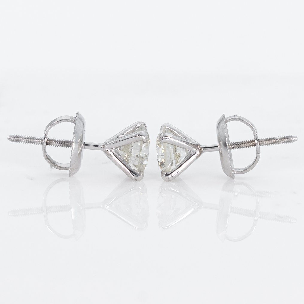 沒有保留價 - 耳環 - 14 克拉 白金 - 1.02ct. tw. 鉆石 (天然) - GWLab #4.3