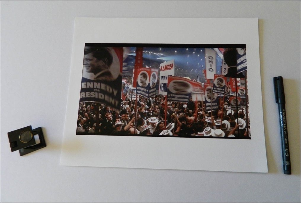Ralph Crane - Wide-angle photo of the floor at the Democratic convention with John F. Kennedy supporters. Los #2.1