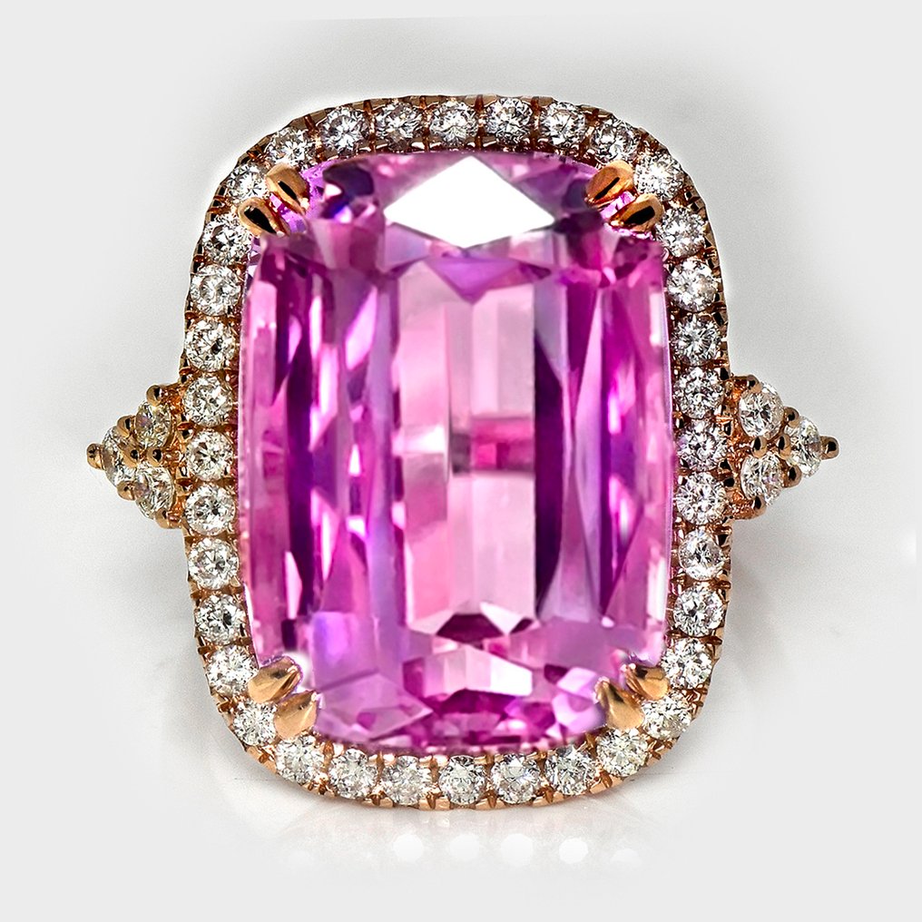 χωρίς τιμή ασφαλείας - Δαχτυλίδι - 14 καράτια HRD 21,00 καράτια Kunzite έντονο ροζ, Ροζ χρυσό -  21.73ct. tw. Κουνζίτης - Διαμάντι #1.0