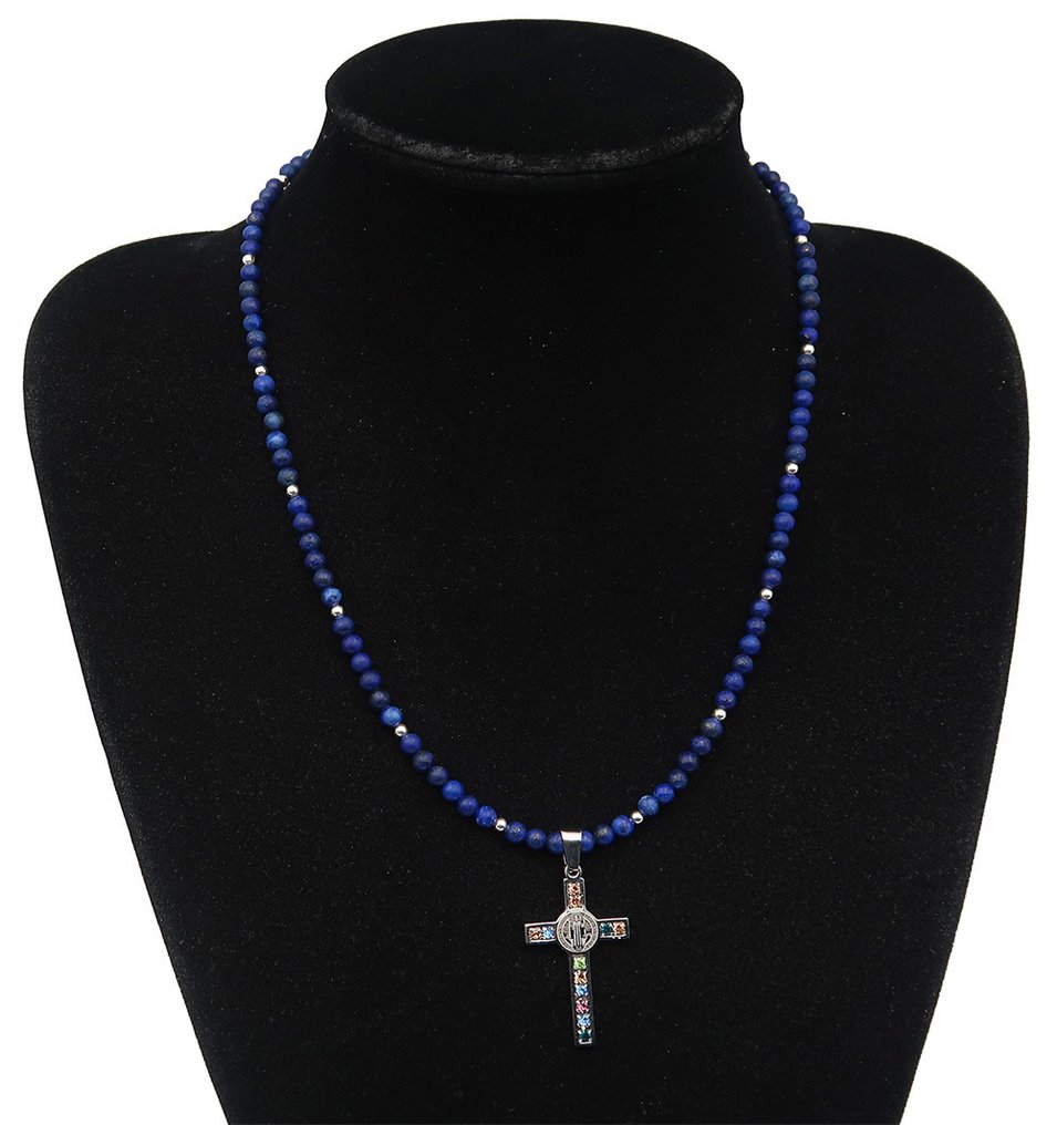 Λάπις λαζούλι - Εξορκισμός - Σταυρός του Αγίου Βενέδικτου - Θεία δύναμη - Απομακρύνει το κακό - Κλείσιμο, - Κολιέ #3.2