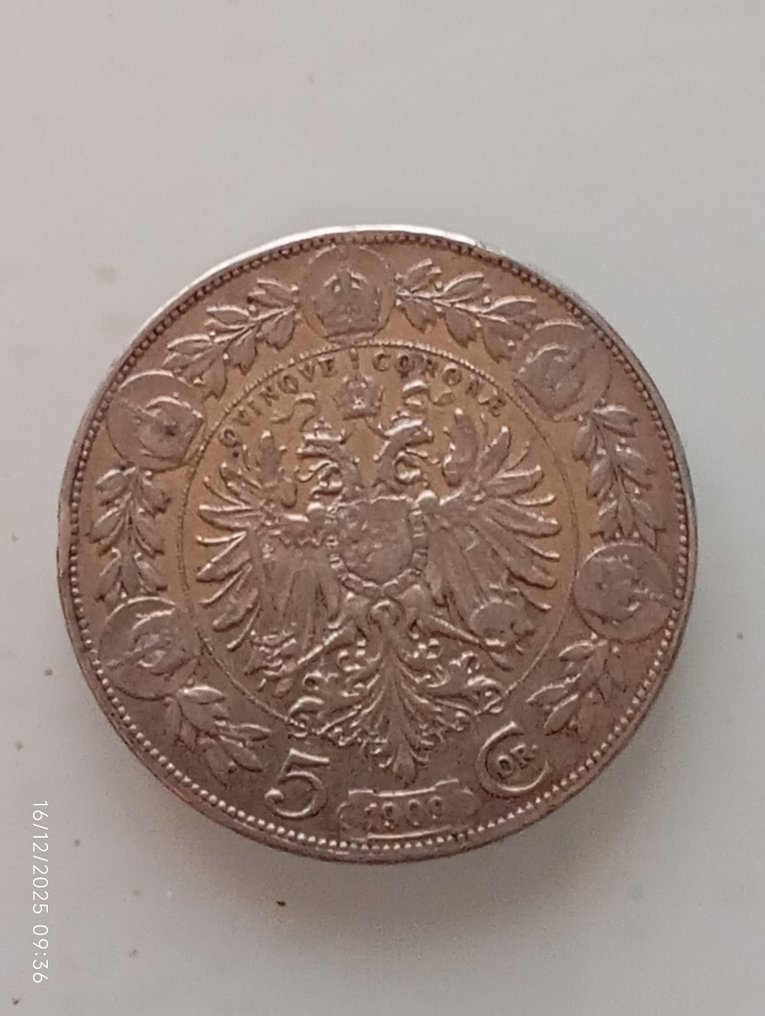 Austria. Franz Joseph I. 5 Corona 1909  (No reserve price) #1.0