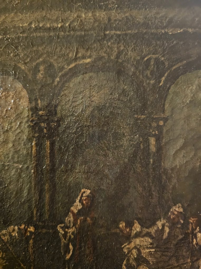 Alessandro Magnasco (1667-1749), seguace di - Scorcio architettonico con figure religiose #2.1