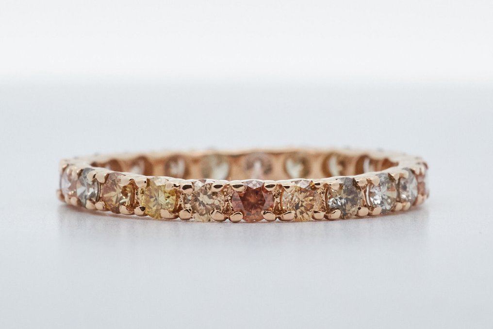 没有保留价 - 戒指 - 14K包金 黄金 -  1.15ct. tw. 钻石 (天然色彩的) #3.2