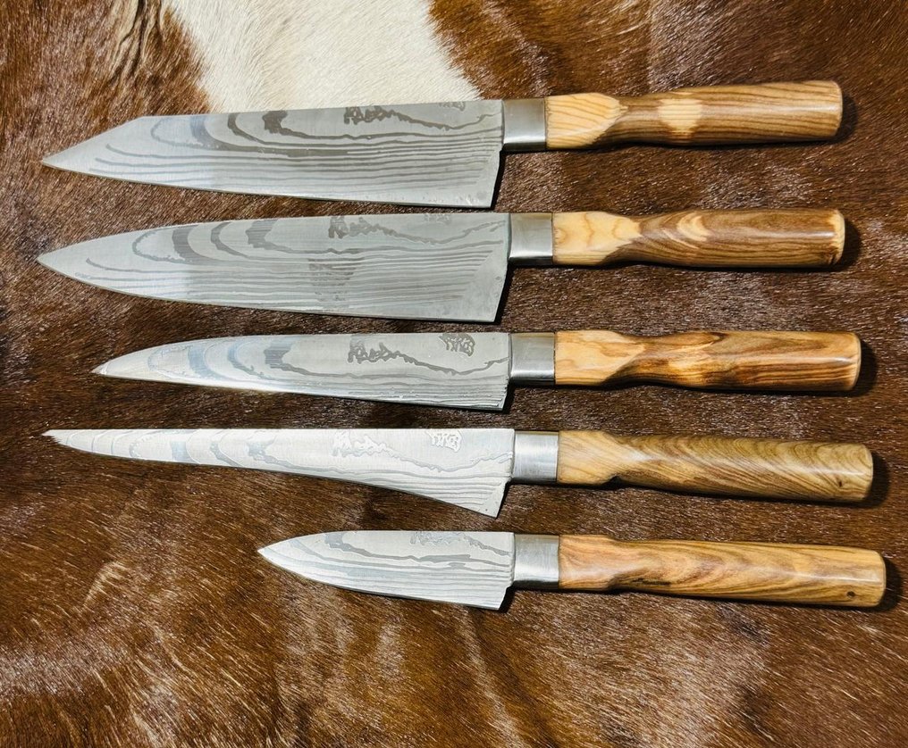 厨刀 -  厨房与烧烤套装（0076） - 美国玫瑰木手柄和VG10钢，不锈钢 - 日本 - 厨房和烧烤套装 #2.1