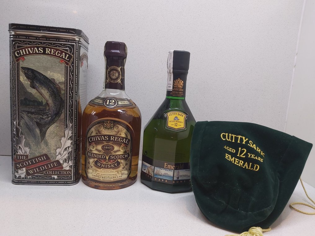 Chivas Regal 12yo Wildlife Collection + Cutty Sark 12yo Esmerald  - 70cl - 2 bottles #1.0