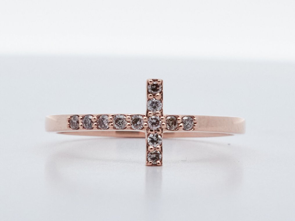 χωρίς τιμή ασφαλείας - Δαχτυλίδι - 14 καράτια Ροζ χρυσό -  0.12ct. tw. Διαμάντι (Φυσικού χρώματος) #1.0