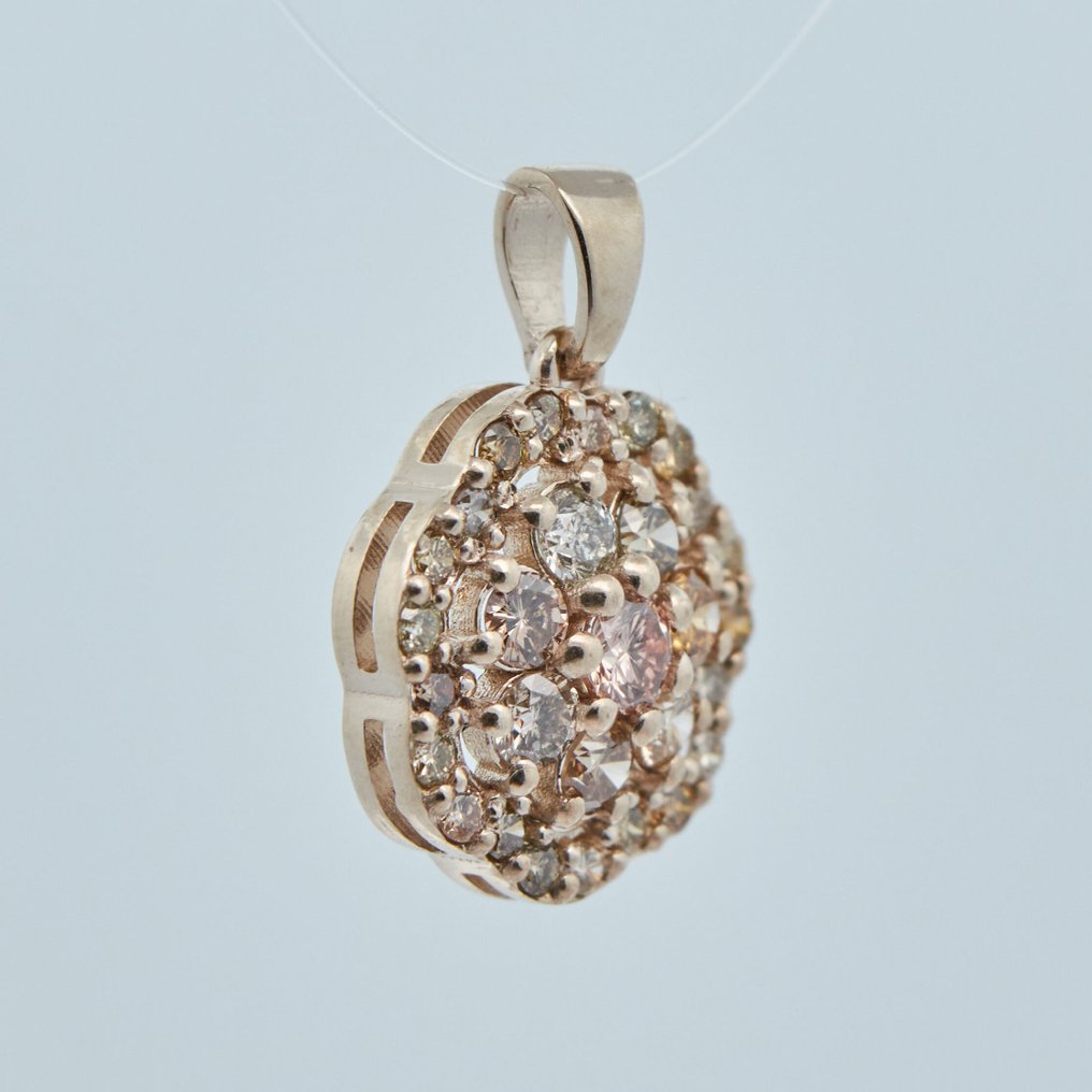 沒有保留價 - 墜飾 - 14 克拉 黃金 -  0.60ct. tw. 鉆石 (天然彩色) #1.0