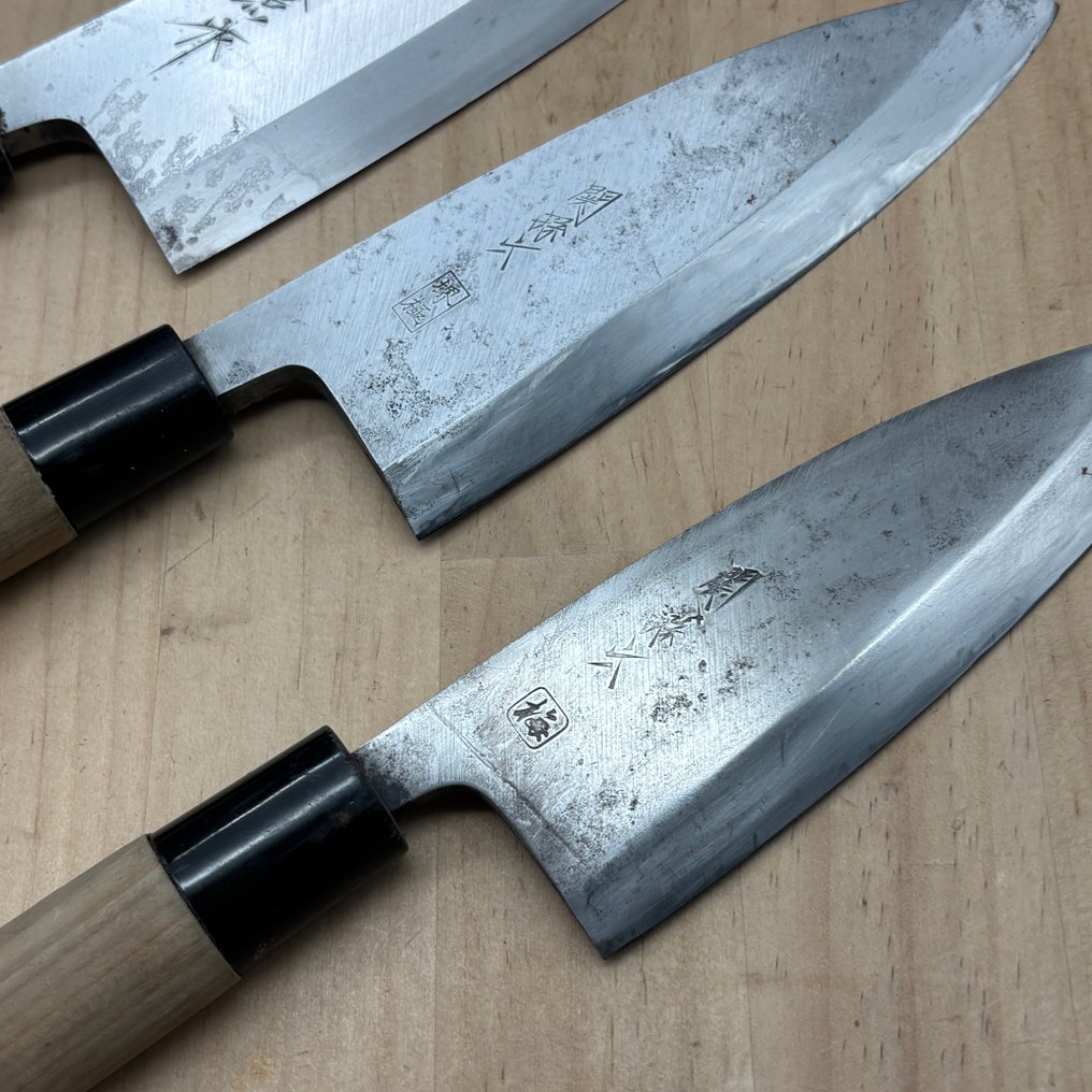Damaged Japanese Deba knives set CA218 - Μαχαίρι κουζίνας - Χάλυβας άνθρακα - Ιαπωνία #2.1