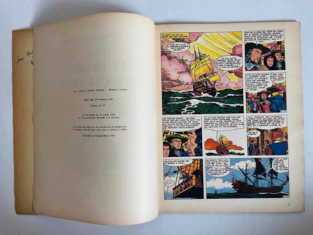 Barbe Rouge T1 - Le Démon des Caraïbes + dédicace manuscrite - B - 1 Album - Πρώτη έκδοση - 1961 #4.3