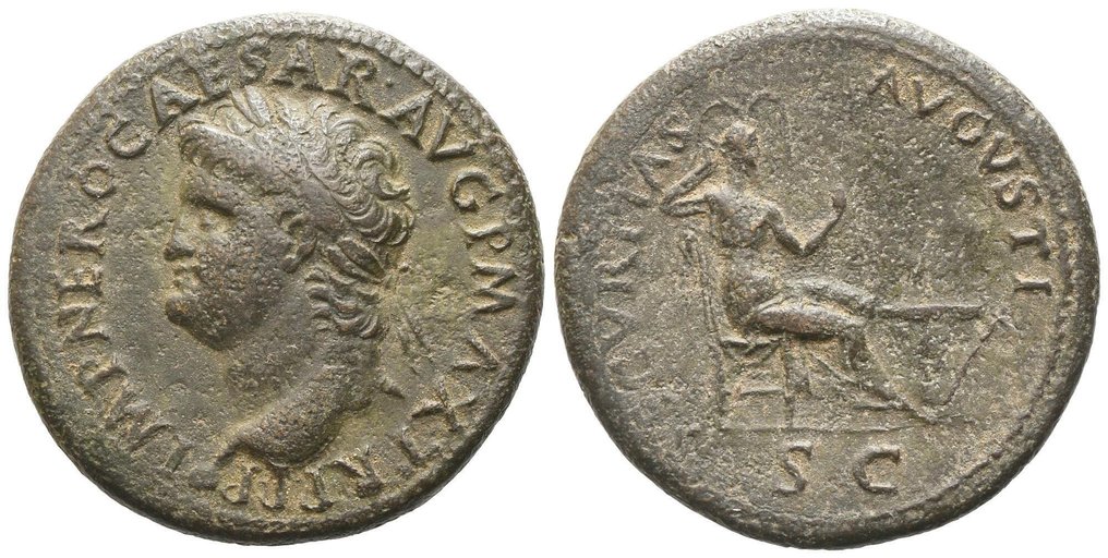 Roman Empire. Nero (AD 54-68). Dupondius Lugdunum, AD 67 - Securitas #1.0