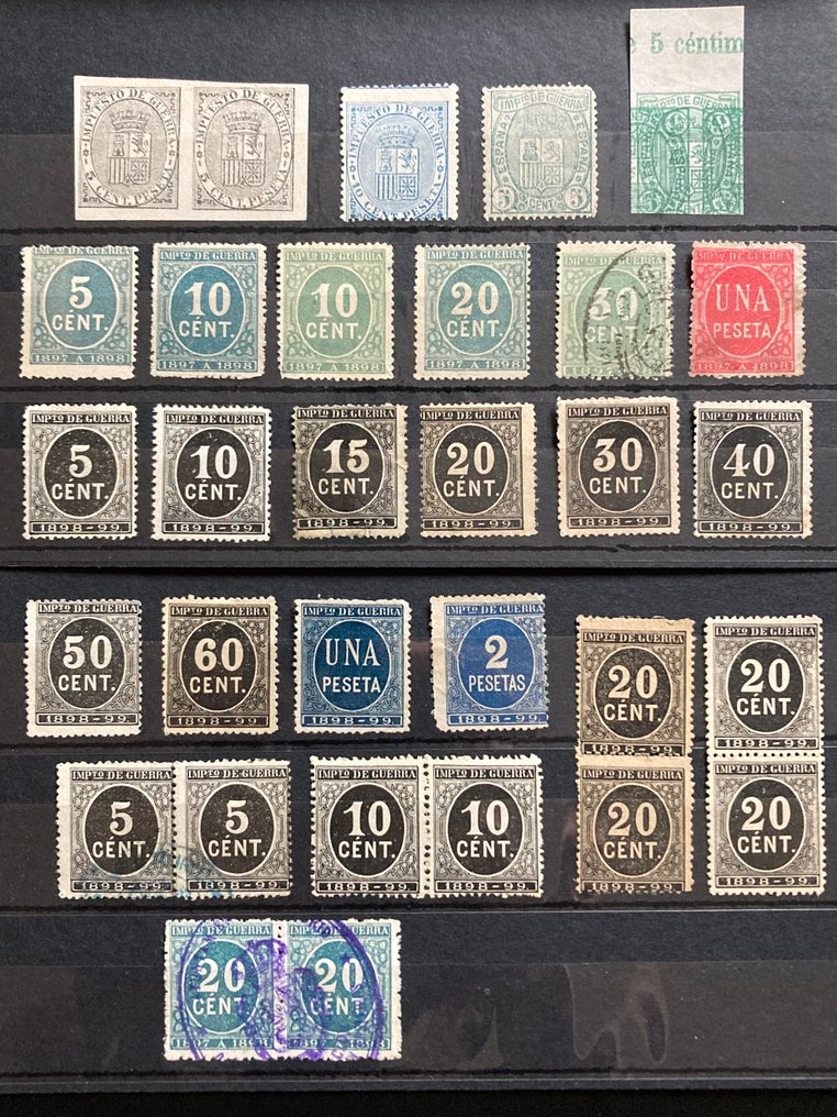 西班牙 1874/1899 - 战争税。多样性、错误与不同的价值。 #1.0