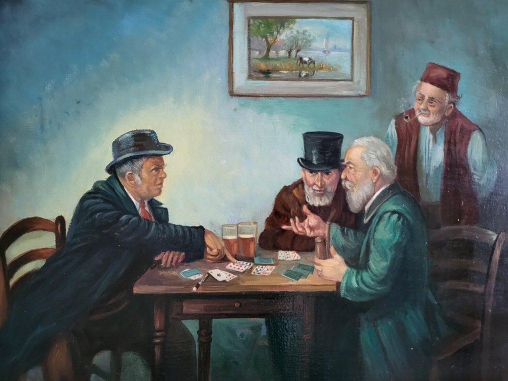 Frits Pieters (1915-2002) - Kaartspelende heren. #1.0