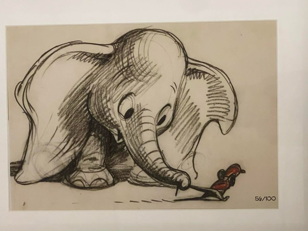 After original 1941 Dumbo storyboard - Tails of Friendship - framed and matted #4.3