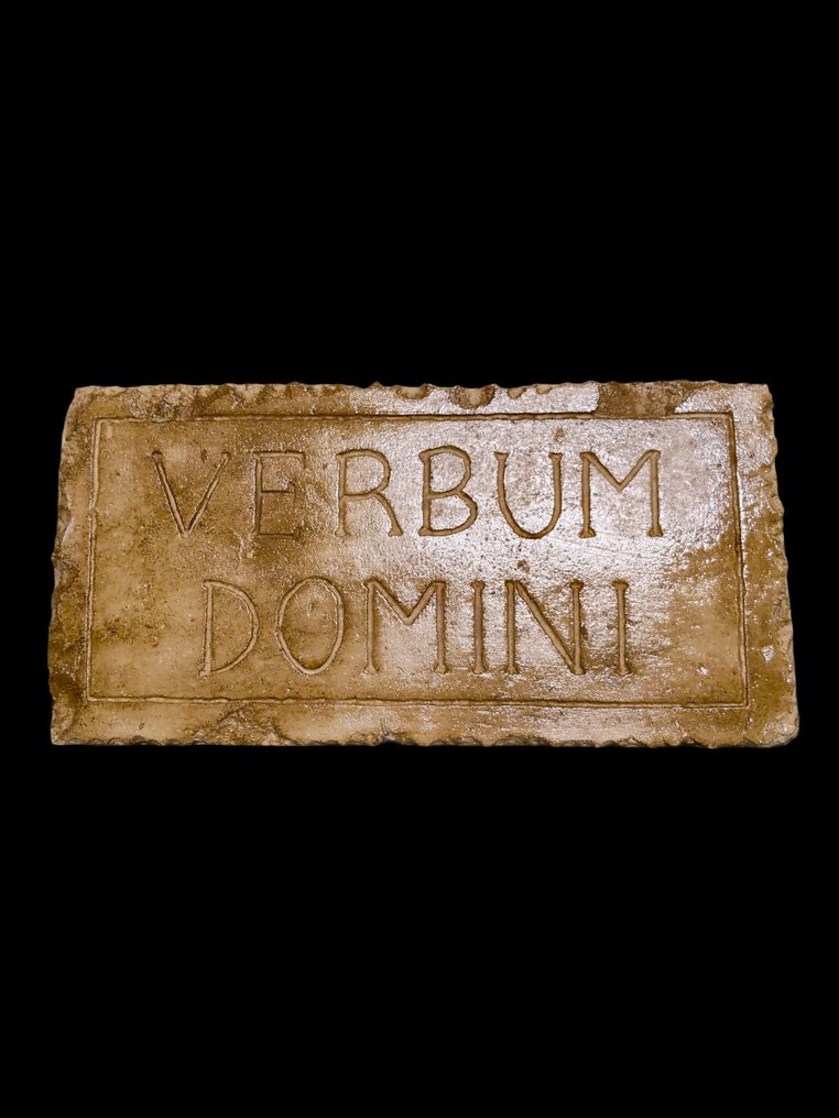 Γλυπτό, Epigrafe " Verbum Domini " - 12 cm - ορυκτός λίθος #1.0