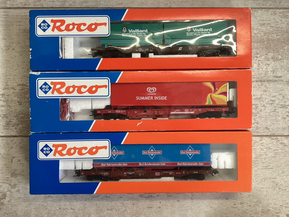 Roco H0 - 1 x 46577, 1 x 47633, 1 x 47026 - Modelltog godsvogn (3) - DB, ÖBB #1.0