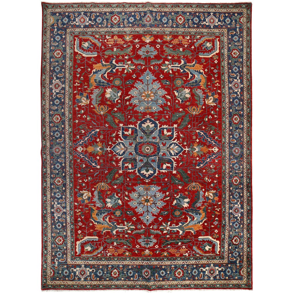 Afghan, Large Hand-knotted Traditional Heriz rug Unique High quality Premium wool - Carpet - 424 cm - 303 cm - New Handmade Designer rug #1.0
