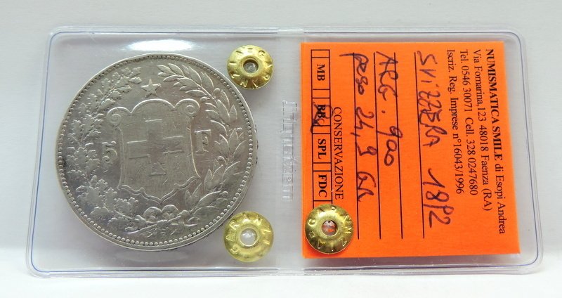 Zwitserland. 5 Francs 1892 "Testa laureata"  (Zonder minimumprijs) #1.0