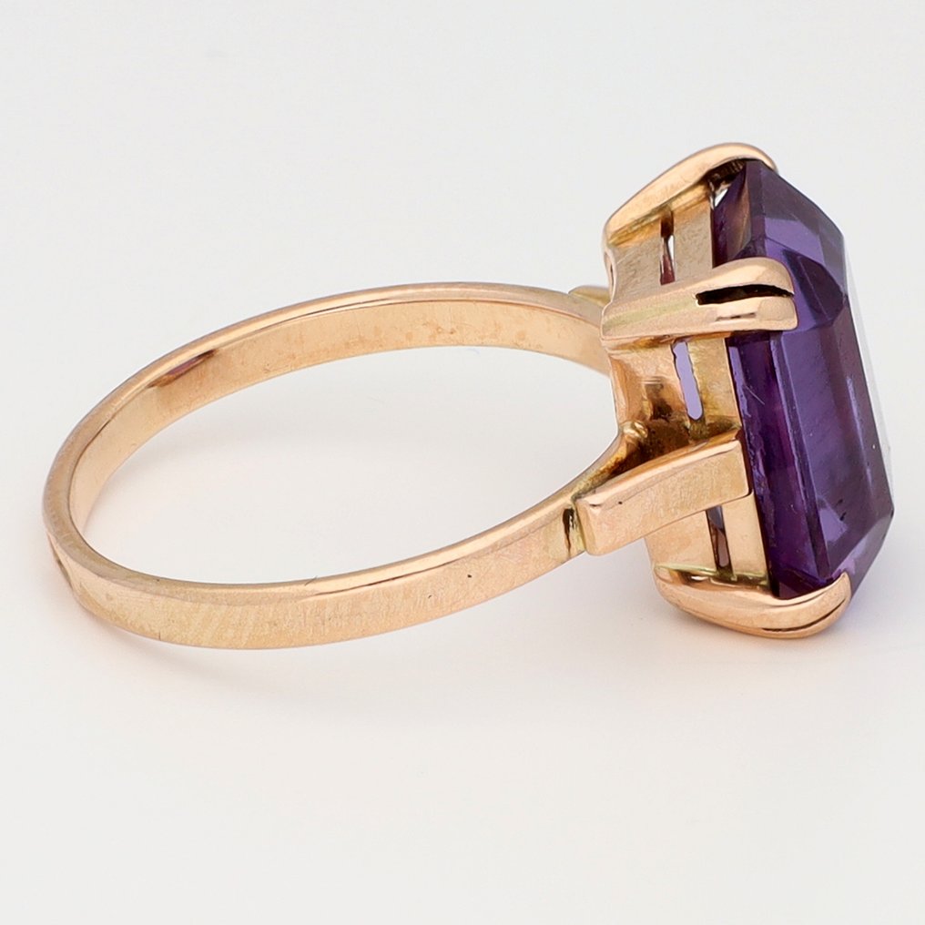 戒指 - 14K包金 玫瑰金 - 苏联。蓝宝石 #4.3