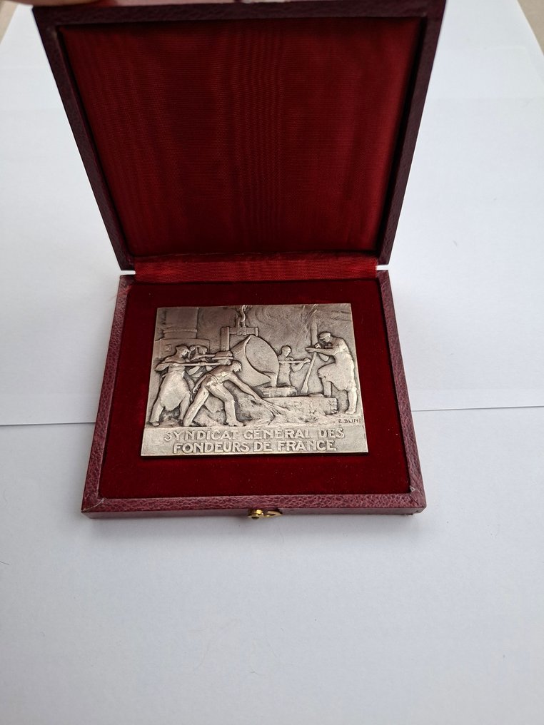 Edouard Pierre Blin - E. Blin - Γλυπτό, Aux Collaborateurs - 5.6 cm - Μέταλλο, Επάργυρο #1.0