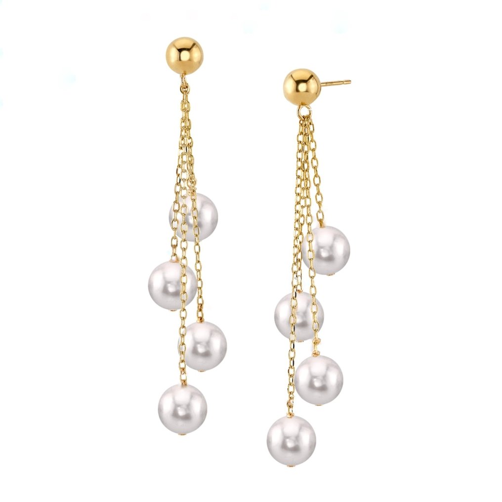 χωρίς τιμή ασφαλείας - Handmade - Σκουλαρίκια - 14 καράτια Κίτρινο χρυσό Μαργαριτάρι - Ανάσπαρτα Μαργαριτάρια #1.0