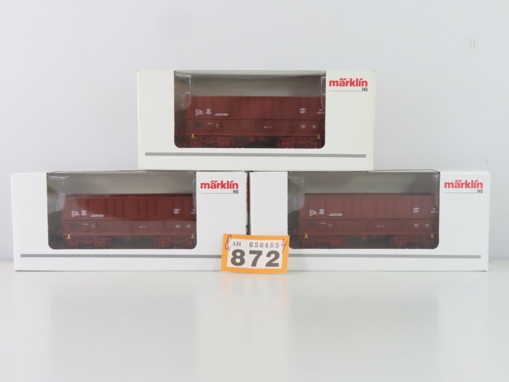 Märklin H0 - 00768-11/10/02 - Modeltog godsvogn (3) - 3x 4-assige side lossers - NMBS #2.1