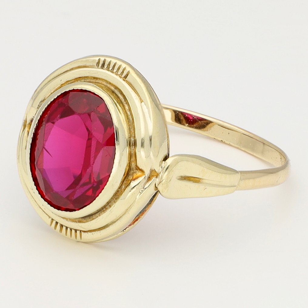 Ingen reservasjonspris - Ring - 14 karat Gull - Robijn #1.0