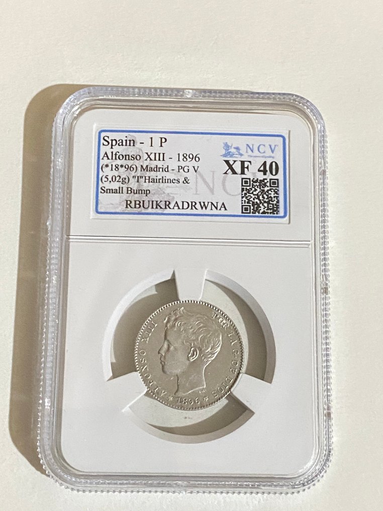西班牙. 阿方索十三世. 1 Peseta 1896*96  (没有保留价) #1.0