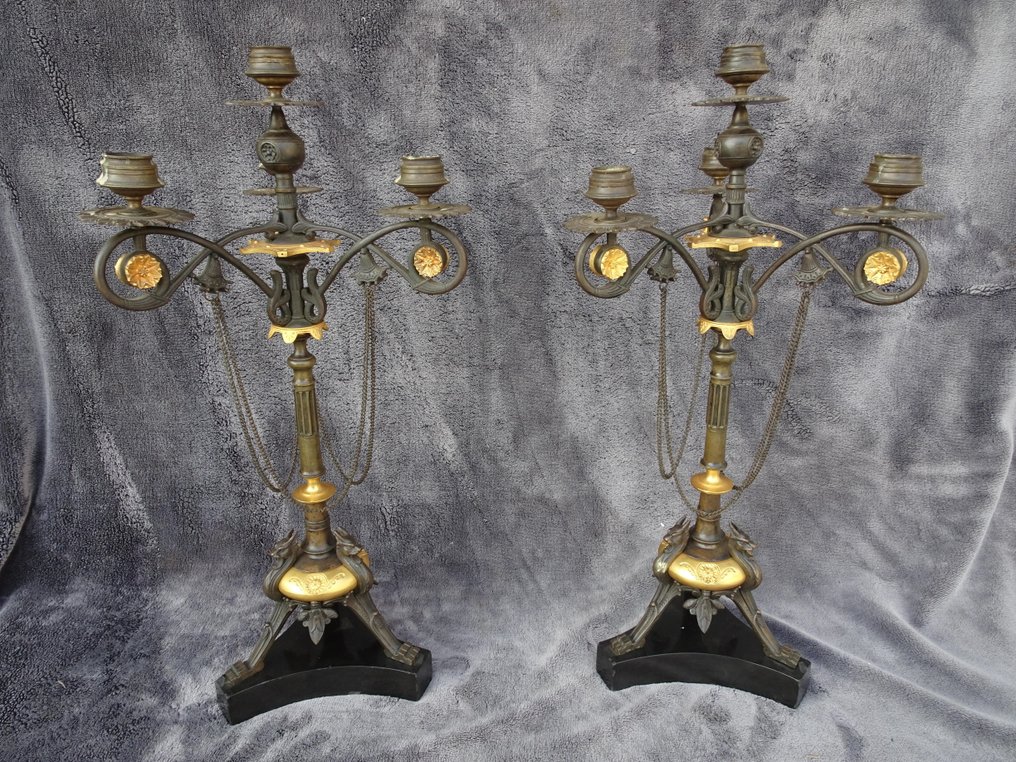 Candelabrum (2) - Aranyozott bronz, Patinált bronz #1.0