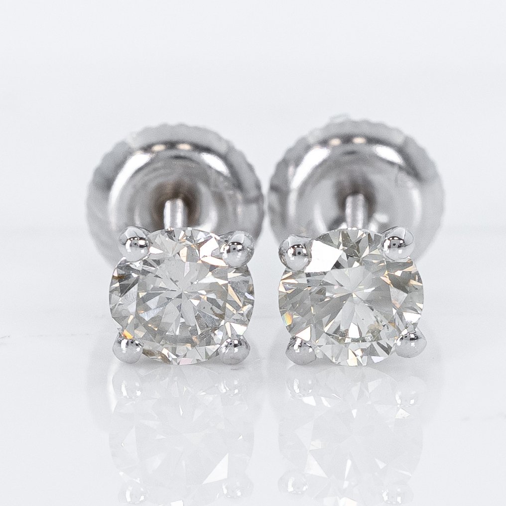 沒有保留價 - 耳環 - 14 克拉 白金 -  1.06ct. tw. 鉆石 (天然) - GWLab #1.0