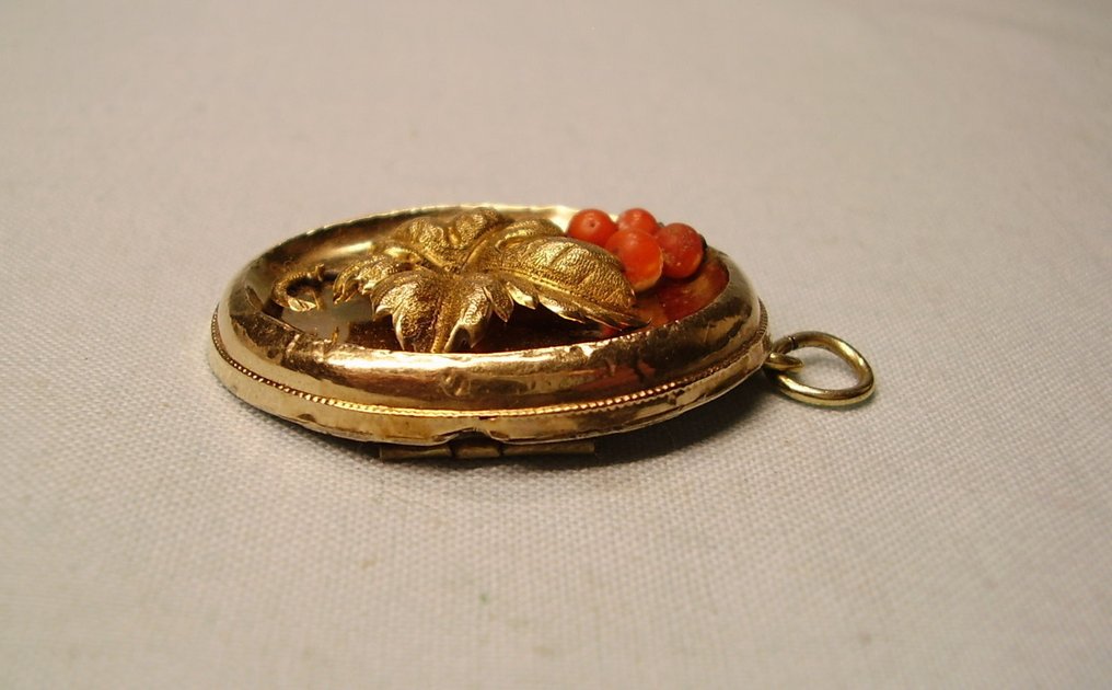 Senza prezzo di riserva - Ciondolo - 18 carati Oro giallo, Argento -  0.40ct. tw. Corallo - Viktor. Pendente d'oro 1860 #4.3