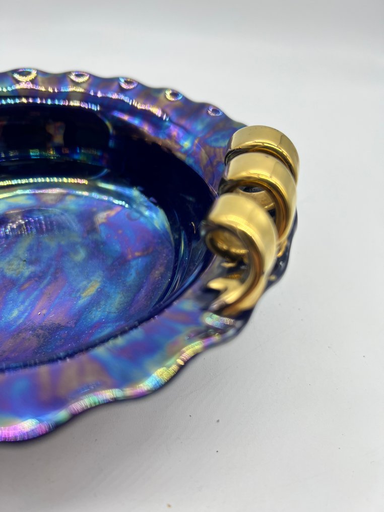 Maioliche Santagalli Arezzo - Centrepiece  - Ceramic, Glaze, Gold plated #1.0