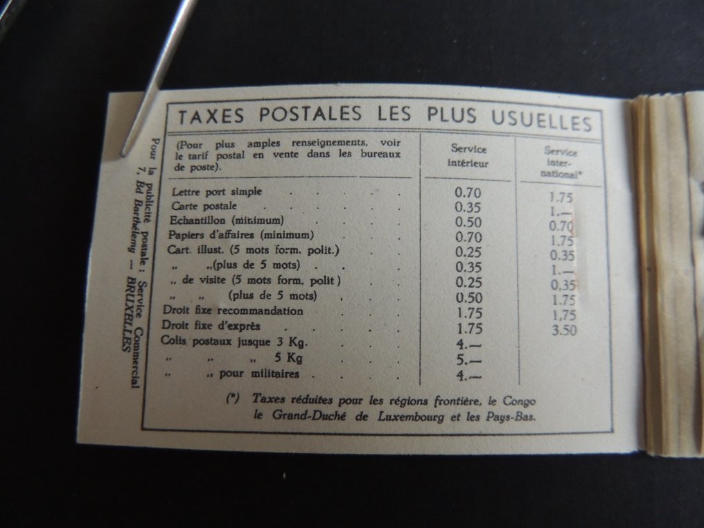 Βέλγιο 1936 - Carnet Tungsram bord rouge Cob # A32 #2.1