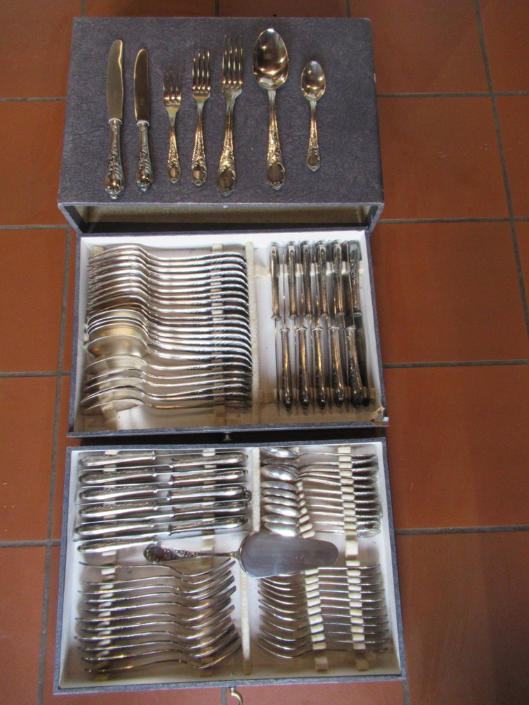 Solingen - Servizio di posate per 12 (84) - Set di posate in argento 84 delen, Silber 100 - Placcato argento #1.0